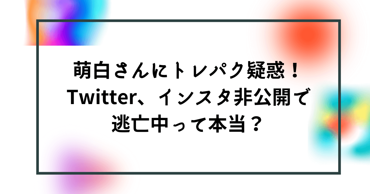 萌白 Mejiro さんがトレパク疑惑で炎上 Twitter インスタ非公開で逃亡中って本当 Bonの仕事部屋